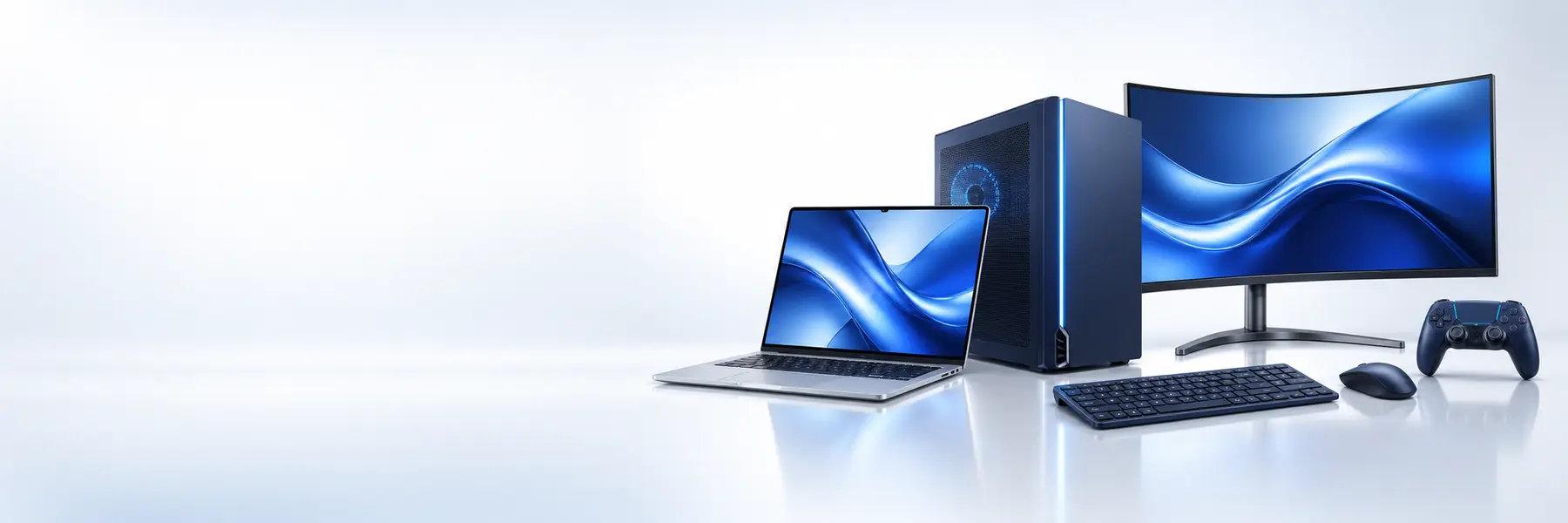 PC portable, ordinateur gaming, écran, clavier, souris et manette