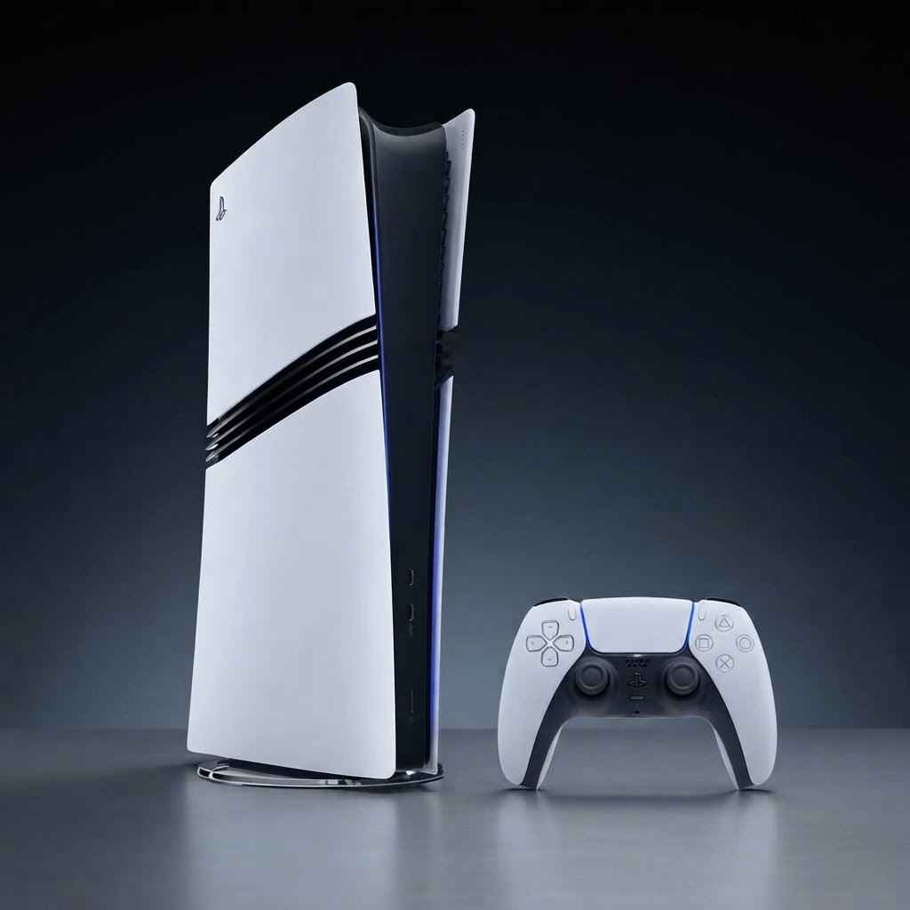 Console Sony PlayStation 5 avec arrière-plan retravaillé