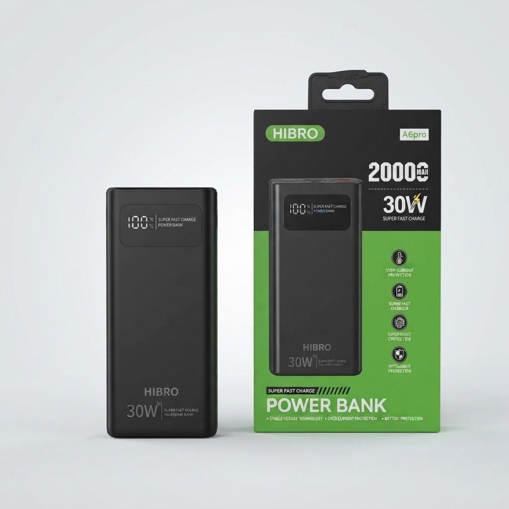 Hibro A6Pro Power Bank 20000mAh 30W avec arrière-plan retravaillé